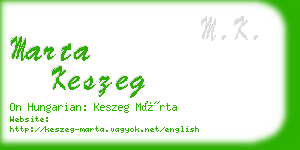 marta keszeg business card